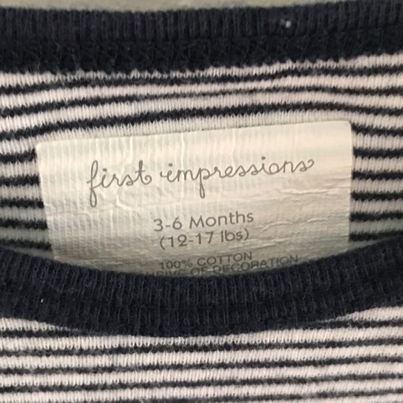 First Impressions Short sleeve  Onesie Navy/White Baby Size 3-6m - Picture 4 of 4